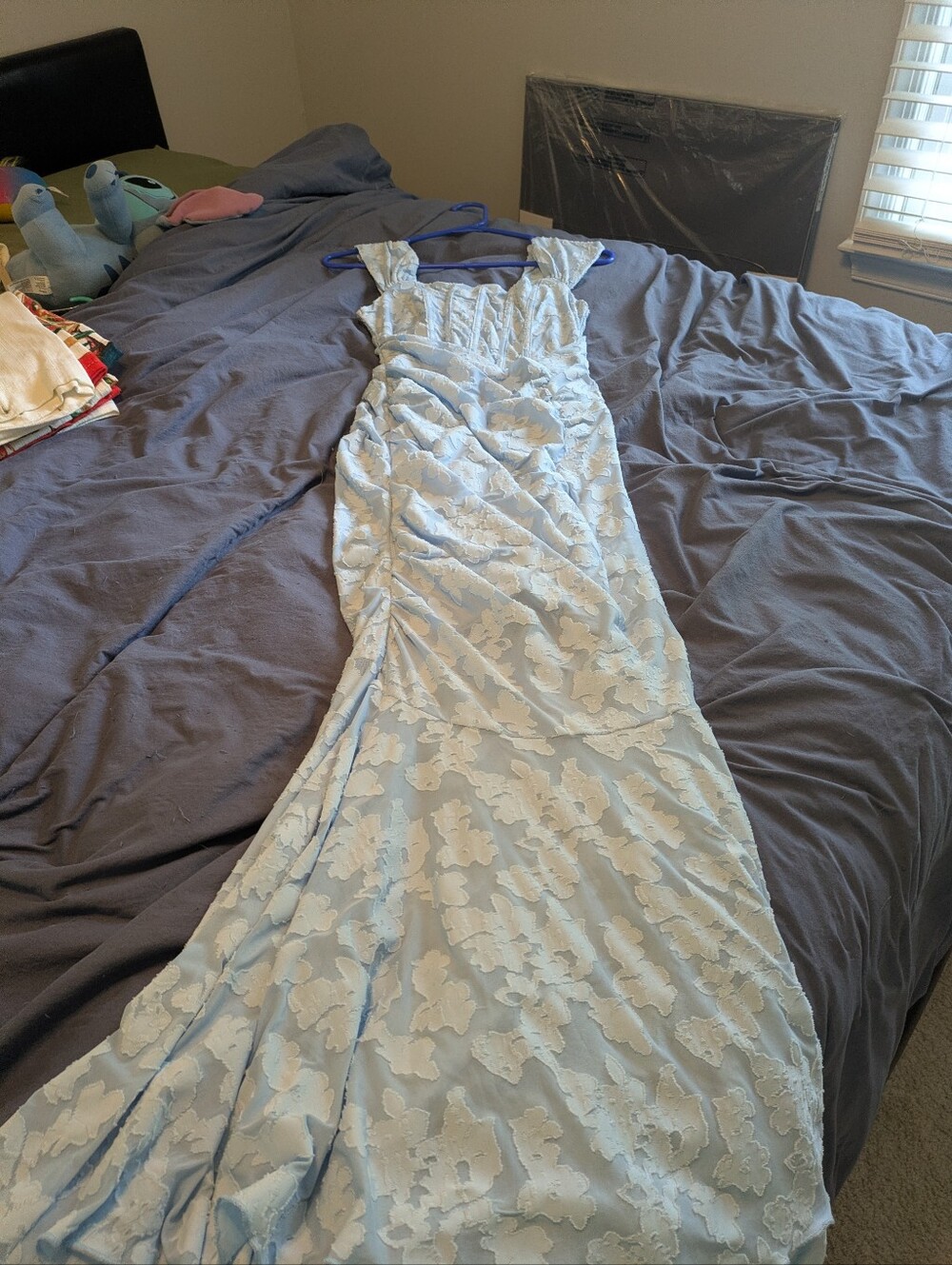 Corset Dress With Textured Floral Overlay Size M Mermaid Boning Ruched Bodycon - Picture 15 of 15